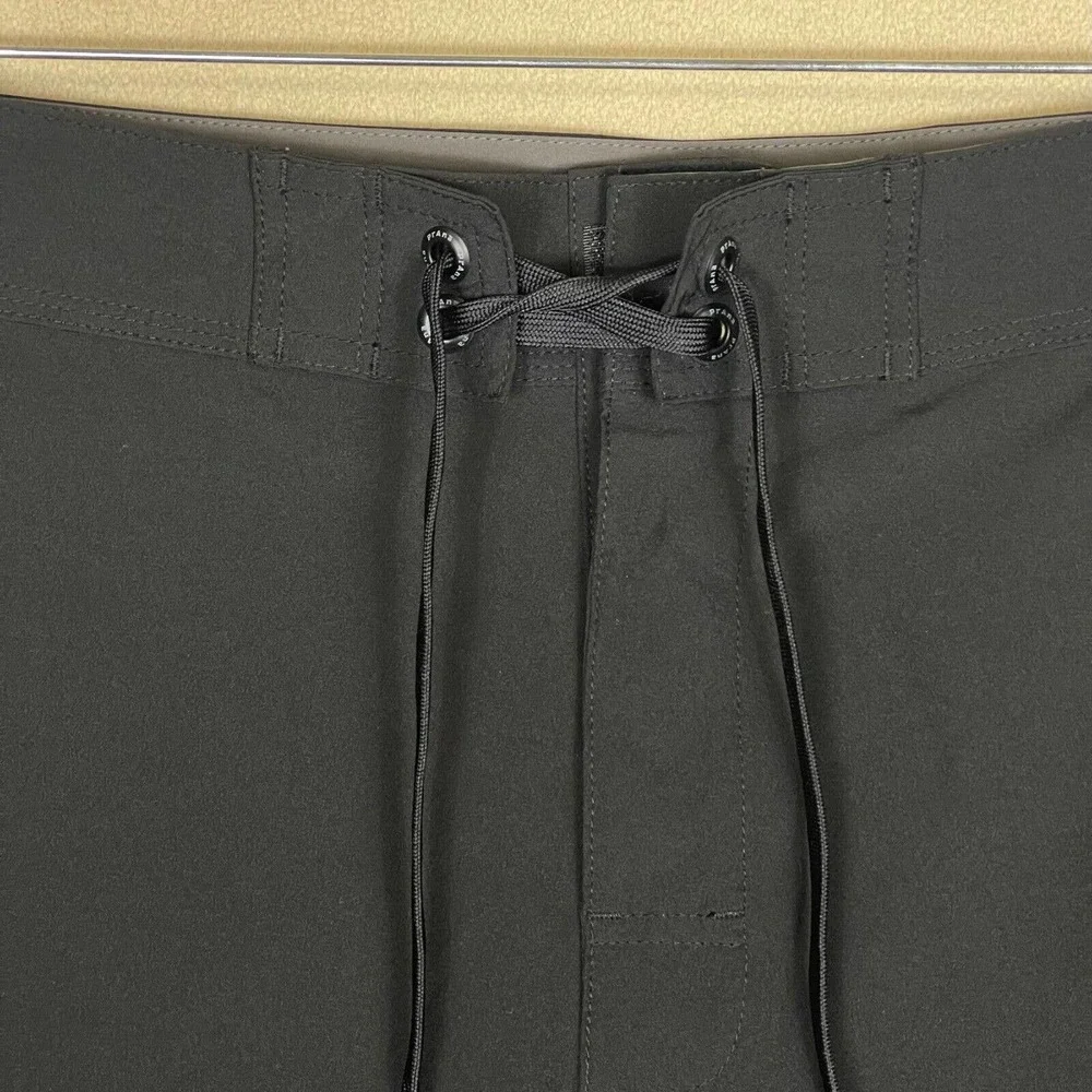 Prana Swim Trunk Mens 40 Black Drawstring Waist Zip Pocket‎ High Rise UPF50+